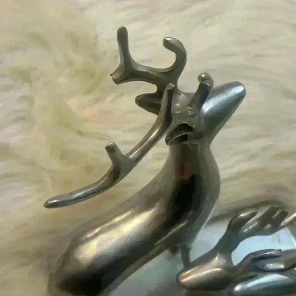 Vintage Silver Plated Buck Double Christmas Stocking Holder - Picture 3 of 6